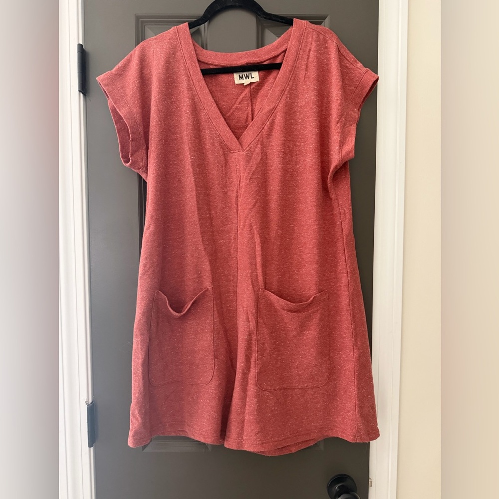 Madewell Rust V-Neck Pocket Tunic